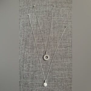 2 Rhodium plated necklaces with micro pave Swarovski crystals
